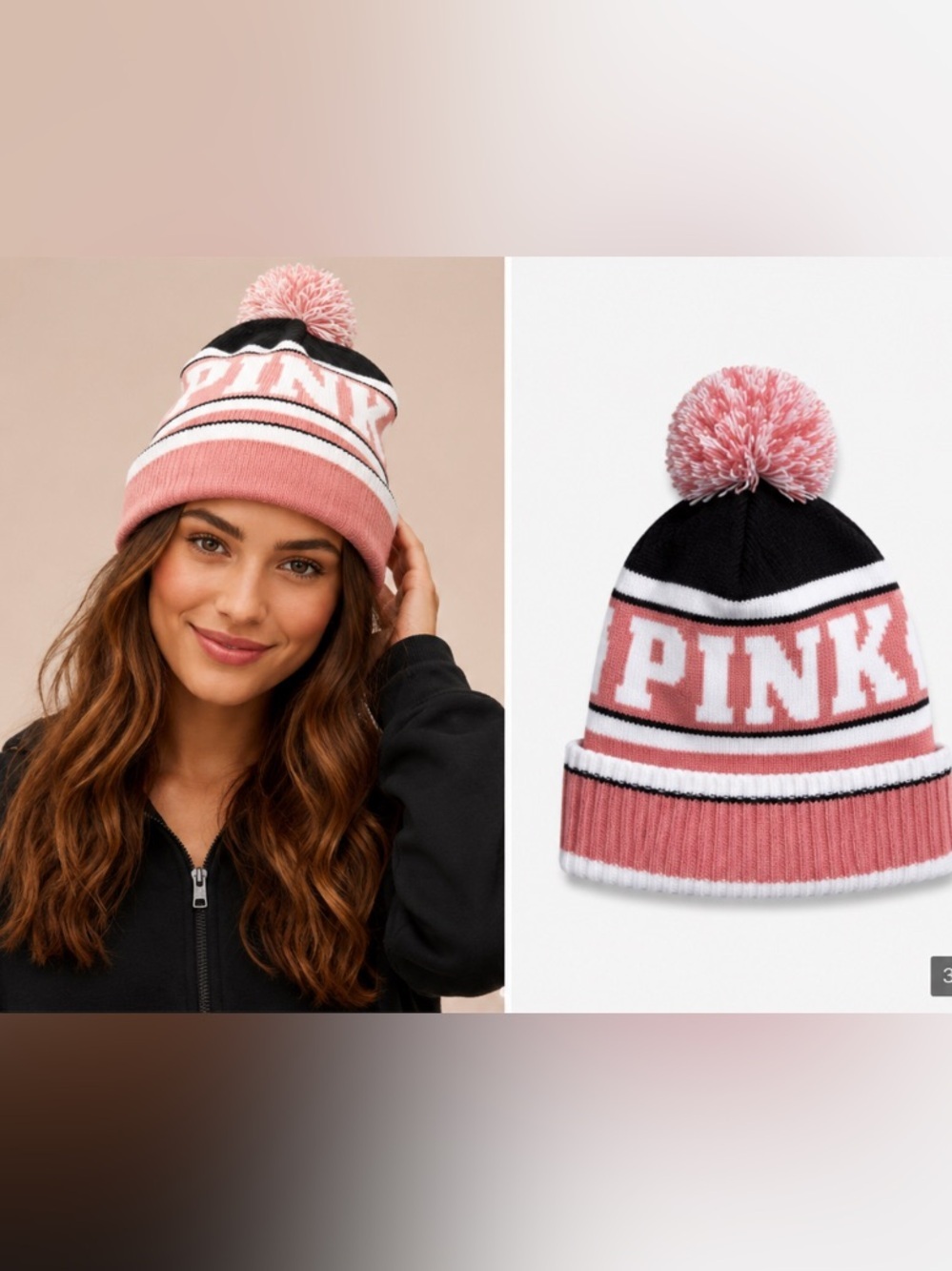 PINK • Victoria's Secret • Pink Nation • Pom Pom Beanie
